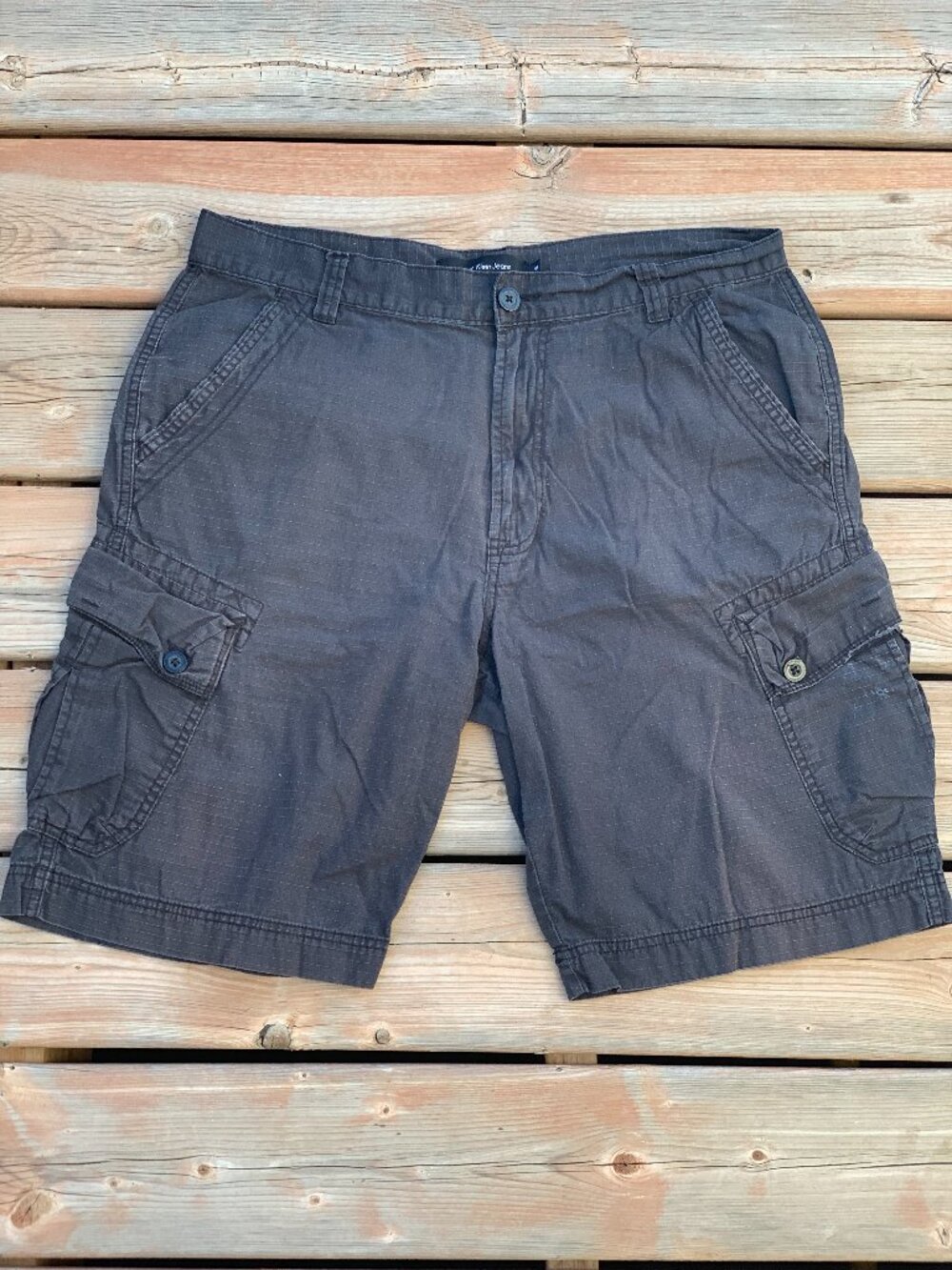 Calvin Klein Cargo Shorts Mens 36 Charcoal Y2K Utility Gorpcore Preppy Casual